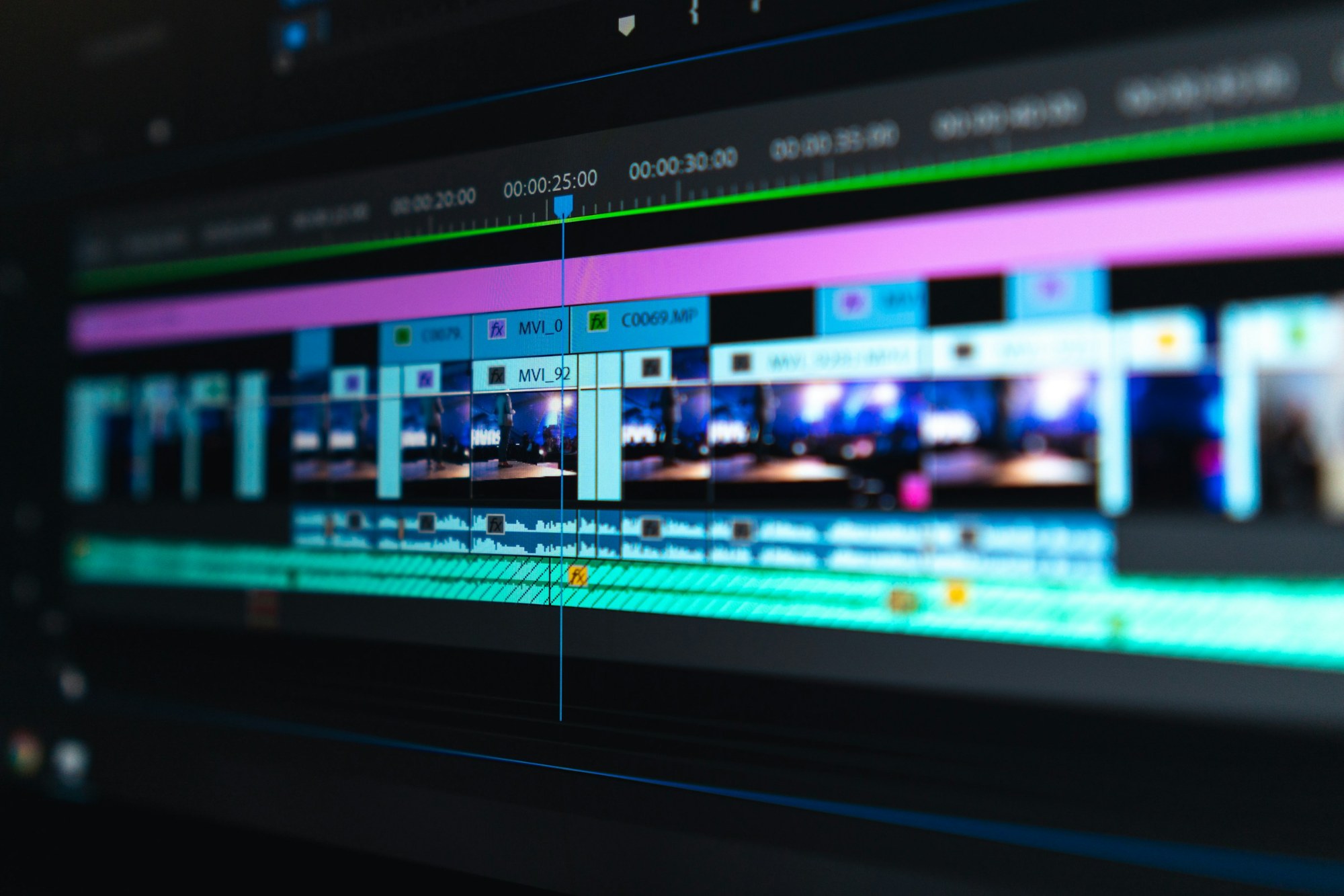 Concept visual: a video-editing timeline